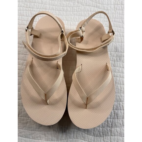 Teva Womens Flatform Slim Sport Sandal Beige Cream SZ 7 Strappy - Picture 11 of 11